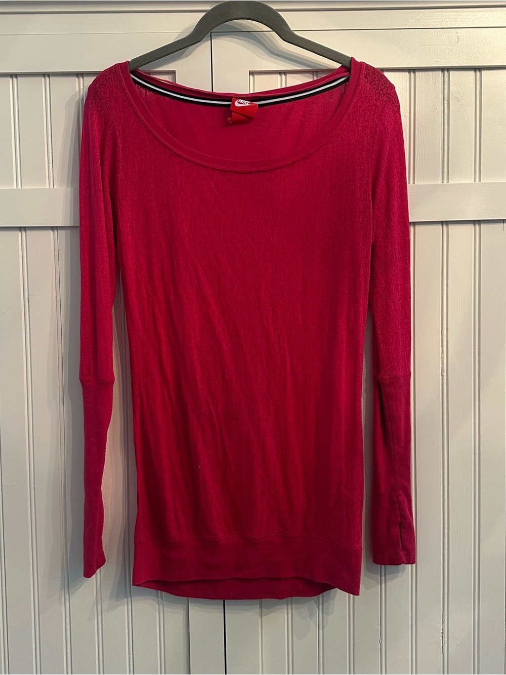 Nike Women's Long Sleeve Scoop Neck Top - Crimson Pink